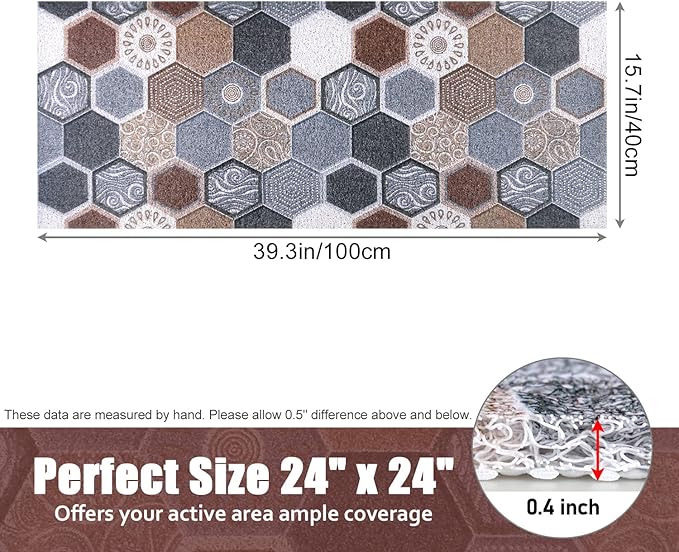 Bathtub Mat Shower Mat Non-Slip, 16x 39 Inch, Soft Comfort Bath Mat with Drainage Holes, PVC Loofah Massage Bathmat for Shower, Tub, Bathroom, Wet Areas, Quick Drying
