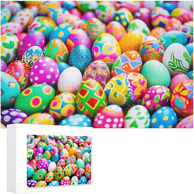Wooden Puzzle - Easter Eggs Jigsaw Puzzles，Wooden Puzzles for Adults 1000 Pieces Challenge Puzzles，Educational Games，Family Puzzles，Unique Gifts for Wall Art,Funnny Puzzles