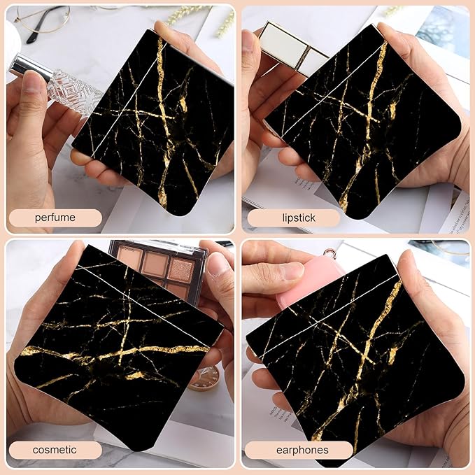 2Pcs PU Leather Small Squeeze Coin Purse Pouch Mini coin Bag Unique And Cute Wallet Cosmetic Bags Change Bag For Women Girls Men （Black marble