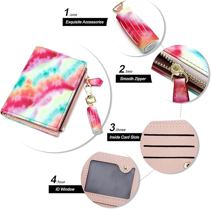 GEEAD Small Wallets for Women Bifold Slim Coin Purse Zipper ID Card Holder