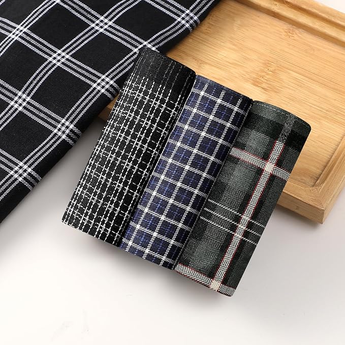 HOULIFE Men’s Handkerchiefs, Black Cotton Handkerchiefs for Men, 17x17 11 Pcs
