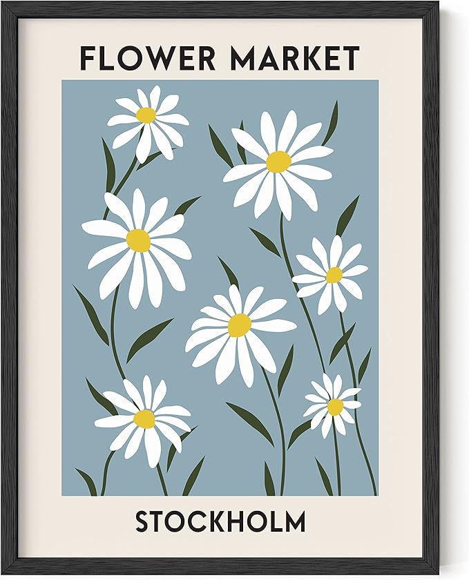 HAUS AND HUES Flower Market Poster, Danish Pastel Posters, Flower Posters and Prints, Flowers Wall Poster, Flower Prints Wall Art, Pastel Room Decor Aesthetic Flowers Wall Art (Unframed, 12x16)