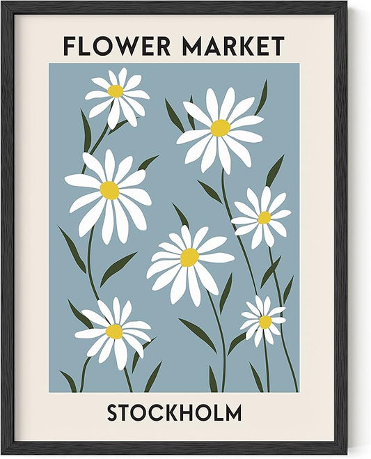 HAUS AND HUES Flower Market Poster, Danish Pastel Posters, Flower Posters and Prints, Flowers Wall Poster, Flower Prints Wall Art, Pastel Room Decor Aesthetic Flowers Wall Art (Unframed, 12x16)