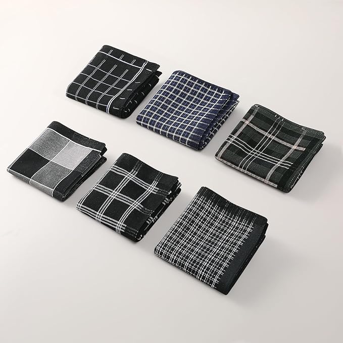 HOULIFE Men’s Handkerchiefs, Black Cotton Handkerchiefs for Men, 17x17 11 Pcs