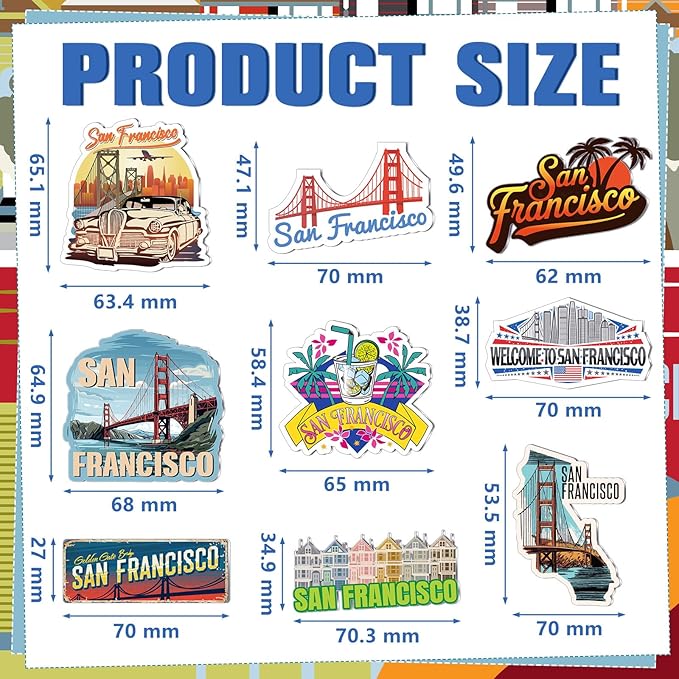 18 Pcs San Francisco Fridge Magnet Magnetic City Refrigerator Stickers Metal San Francisco Souvenir Gifts Refrigerator Magnets Home Decoration Accessories