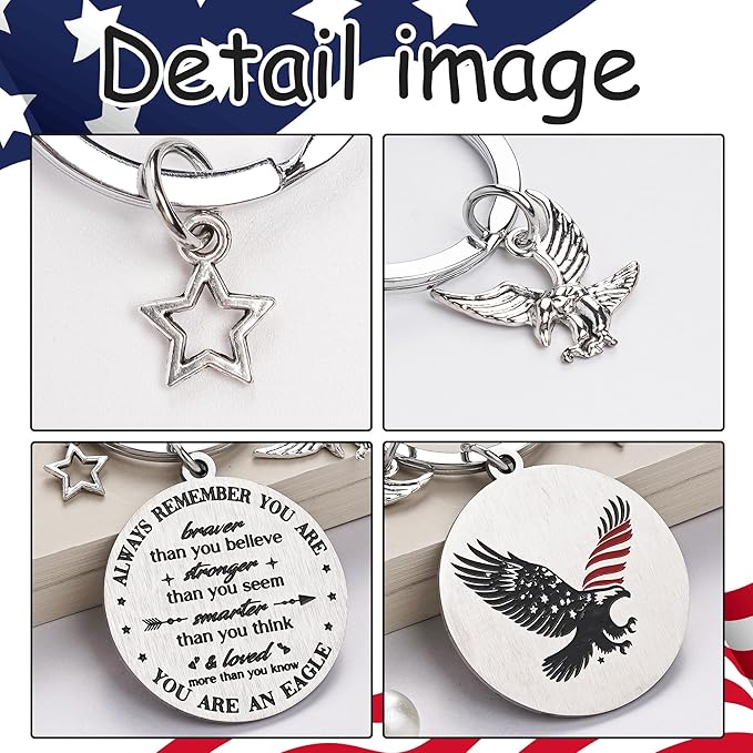 Patriots Gifts American Flag Keychain - America United States Map Keychains, Inspirational USA Souvenir Keyring for Men Women