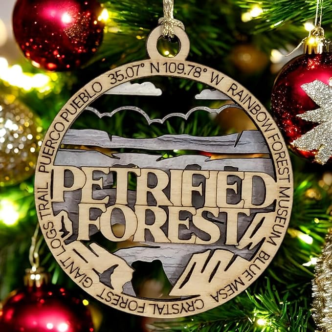 Petrified Forest National Park 3" Wood Ornament - Laser Cut Christmas Tree Decoration, Handmade Arizona Souvenir Gift