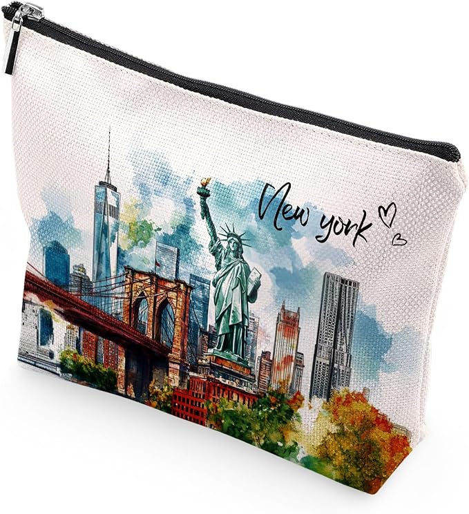 New York Gift Travel Souvenirs - New York Souvenir Travel Must Have NYC Essentials Makeup Bag Purse Gifts for Women Birthday Christmas