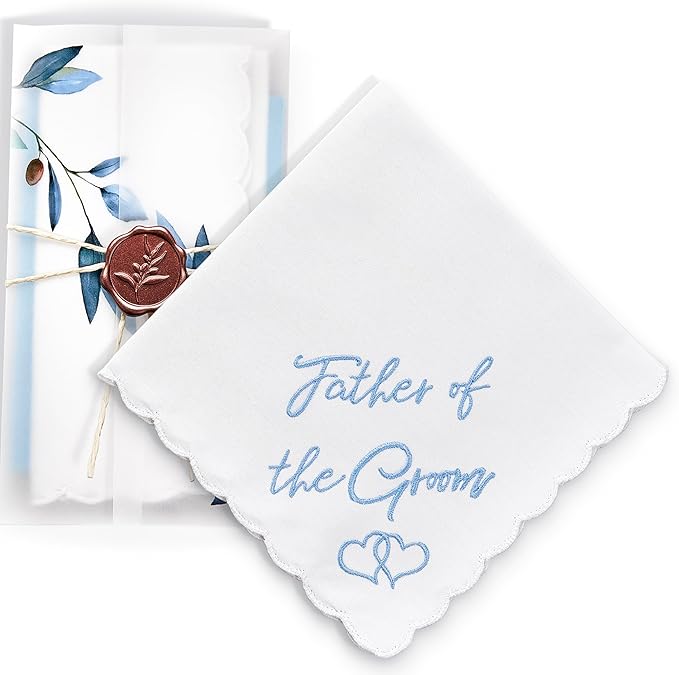 W&F GIFT Handkerchief - 12" x 12" - Something Blue for Bride on Wedding Day - Fun Gift