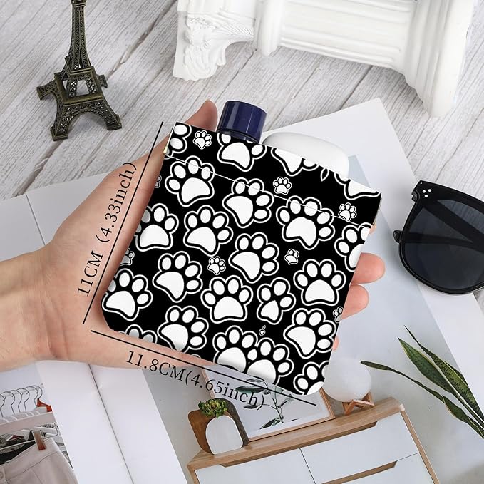 2Pcs PU Leather Small Squeeze Coin Purse Pouch Mini coin Bag Unique And Cute Wallet Cosmetic Bags Change Bag For Women Girls Men Black and white paw prints