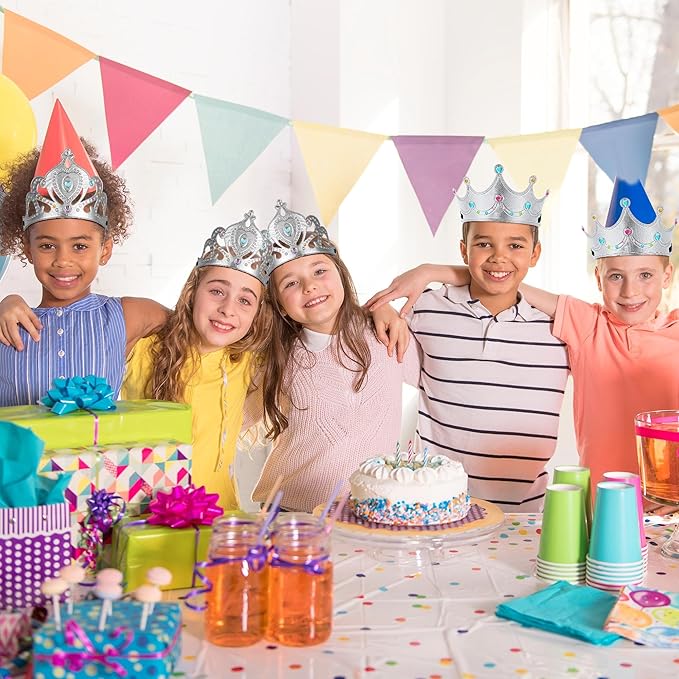 Yaomiao 66 Pieces Foam Princess Tiaras DIY Crowns Kids Party Favors Craft Crystal Diamond Sticker Making Your Own Tiara Girls(Silver)