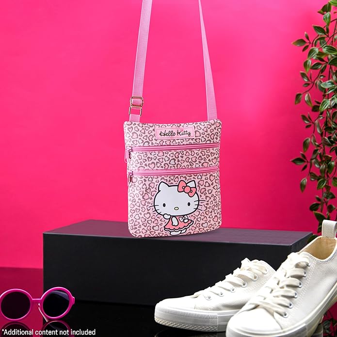 Hello Kitty Sanrio Bag Girls Teens Women Kawaii Anime Shoulder Cross Body Bag Kuromi My Melody Fashion Shopping Travel Gifts (Pink Leopard)