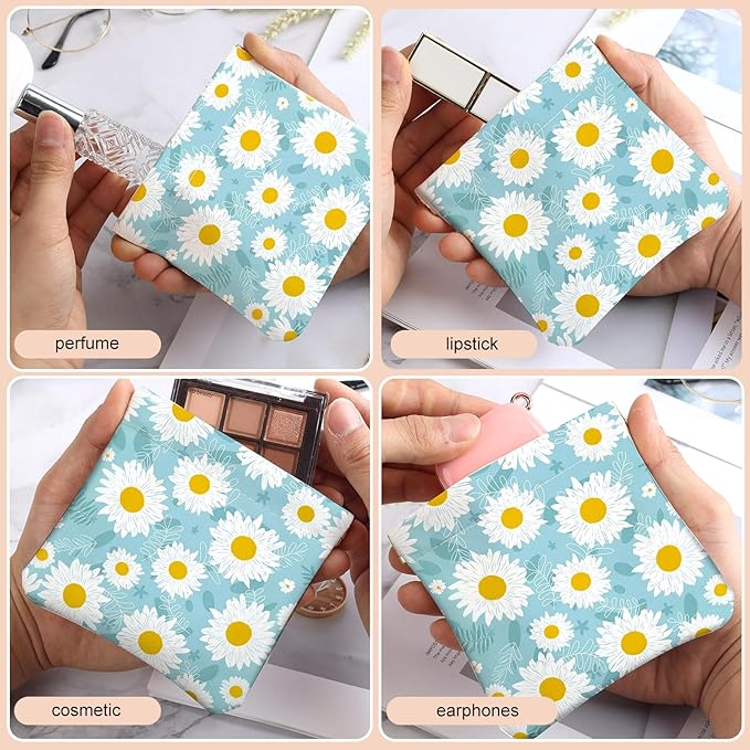 2Pcs PU Leather Small Squeeze Coin Purse Pouch Mini coin Bag Unique And Cute Wallet Cosmetic Bags Change Bag For Women Girls Men （White floral pattern