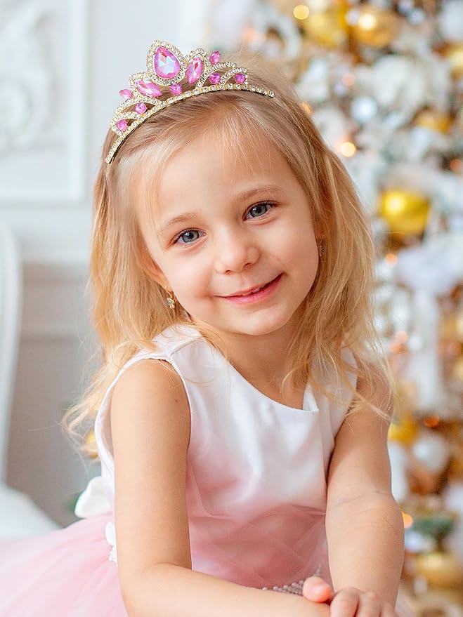 SWEETV Princess Tiara for Little Girls,Tiara Crown Headband Birthday Party Prom Costume Accessories Gift Toddler Kids Baby