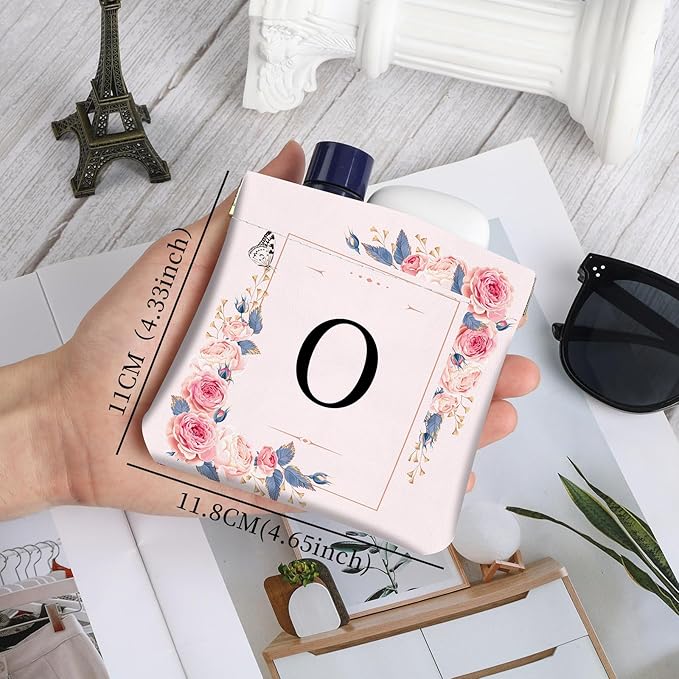 2Pcs Initial Letter PU Leather Small Squeeze Coin Purse Pouch Mini coin Bag Unique And Cute Wallet Cosmetic Bags For Women Girls Men Change Bag Letter O