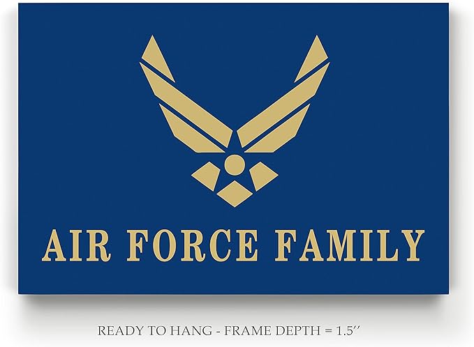 Renditions Gallery Nature Military Wall Art Home Paintings & Prints Golden Airforce Emblem Modern Patriotic American Nationalist Decorations for Bedroom Office Kitchen - 36"x48" LT25