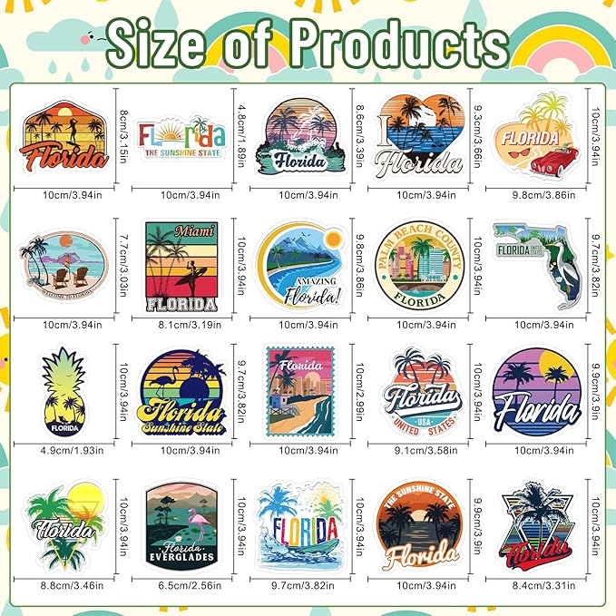 20 Pcs Florida Fridge Magnet Souvenirs - Florida Refrigerator Magnet USA State Coconut Tree Travel Souvenirs Gifts Refrigerator Stickers for Home Kitchen Office Cruise Decor