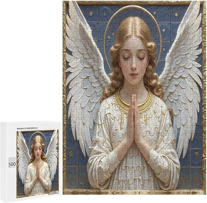 Wooden Puzzle - Classic Angel Praying Jigsaw Puzzles，Wooden Puzzles for Adults 500 Pieces Challenge Puzzles，Educational Games，Family Puzzles，Unique Gifts for Wall Art