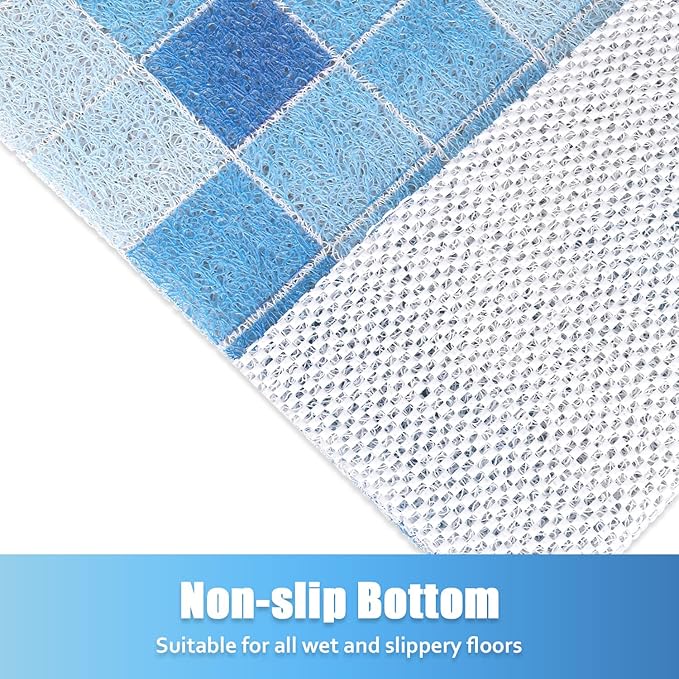 Shower Mat Non-Slip, Soft Comfort Bath Mat with Drainage Holes, PVC Loofah Massage Bathmat for Shower, Bathroom, Wet Areas, Quick Drying