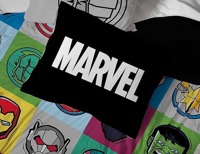 Jay Franco Marvel Avengers Pop 7 Piece Queen Size Bed Set - Includes Comforter & Sheet Set - Super Soft Fade Resistant Microfiber (Official Marvel Product)