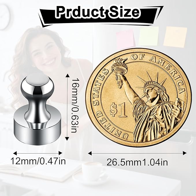 Tiergrade Metallic Magnets, Refrigerator Magnets, 24 Pack Magnetic Push Pins, Strong Fridge Magnets, Multi-use Whiteboard Magnets Perfect for Kitchen Office Classroom