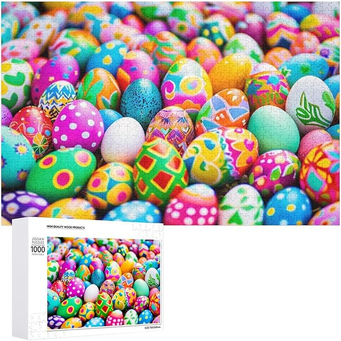 Wooden Puzzle - Easter Eggs Jigsaw Puzzles，Wooden Puzzles for Adults 1000 Pieces Challenge Puzzles，Educational Games，Family Puzzles，Unique Gifts for Wall Art,Funnny Puzzles