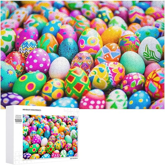 Wooden Puzzle - Easter Eggs Jigsaw Puzzles，Wooden Puzzles for Adults 1000 Pieces Challenge Puzzles，Educational Games，Family Puzzles，Unique Gifts for Wall Art,Funnny Puzzles