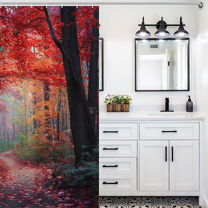 Thanksgiving Fall Maple Shower Curtain Waterproof Washable Fabric Bathroom Shower Curtains for Bathroom Decorations Home Indoor Decor 56x72Inch