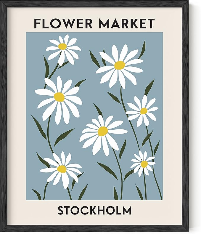 HAUS AND HUES Flower Market Poster – Danish Pastel Wall Art, Floral Prints, Aesthetic Flower Decor, Vintage Botanical Artwork (Unframed, 16x20)
