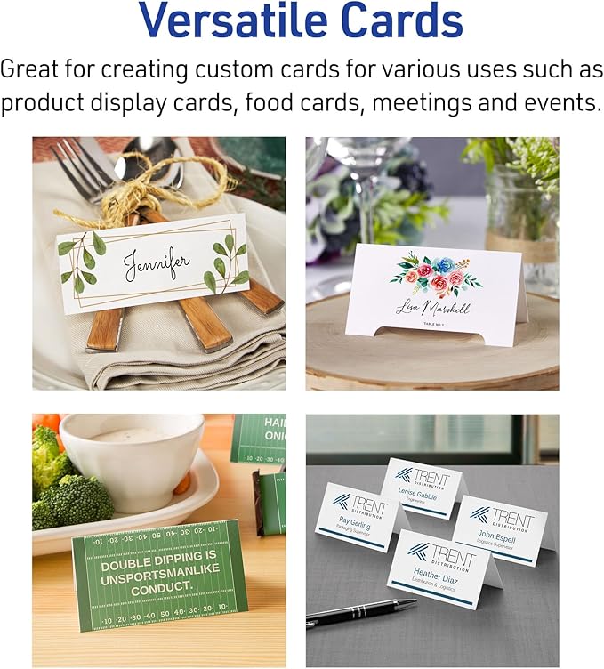 Avery Printable Tent Cards with Sure Feed Technology, 2" x 3.5", Matte White, 2-Pack, Total of 320 Blank Place Cards for Laser or Inkjet Printers (5812)