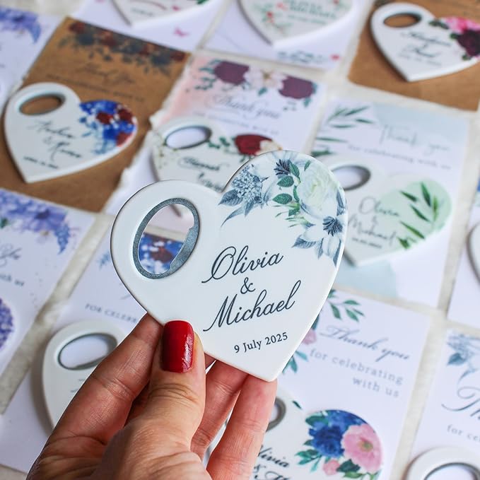 50 Pcs Wedding Favors for Guests,Hearts Shape Bottle Opener, Personalized Party Favors in Bulk, Wedding Favor Guest