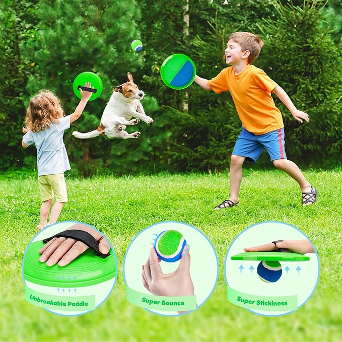 Toss and Catch Ball Set Upgraded - Family Games Kids Toys for Stocking Stuffers - Water-Resistant Great for Beach Pool Yard - Christmas Toys Gift for Boys Girls Teens 3 4 5 6 7 8 9 10 11 12+ Years