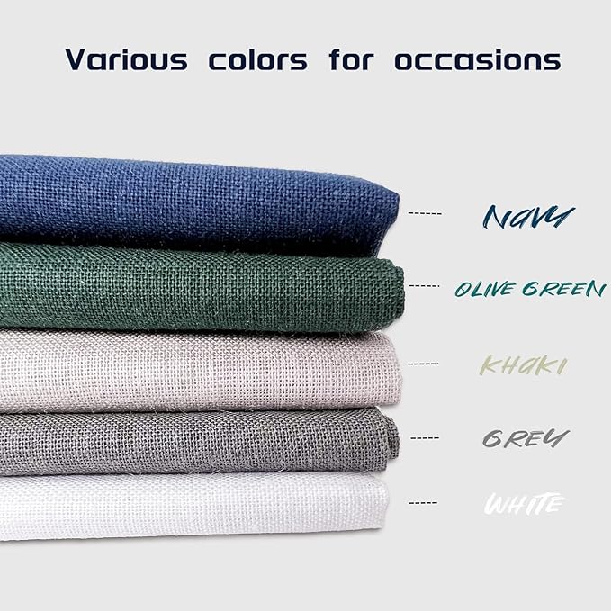 GB Selected Men's Cotton Handkerchiefs, Assorted Solid Color Pocket Square Hankies with Stripe