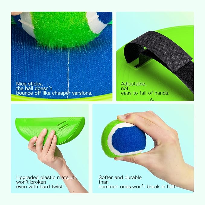 EVERICH TOY Upgraded Toss and Catch Ball Game Set, Kids Toy Stocking Stuffers for Boys Girls Ages 3-12, Includes 2 Paddles 2 Sticky Balls, Water-Resistant Indoor Outdoor Toy for Beach Pool Yard
