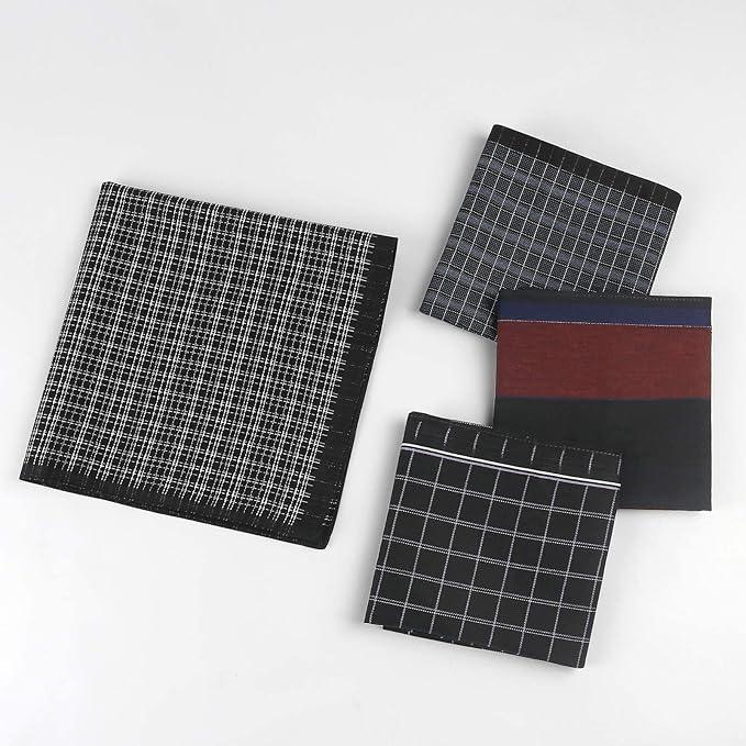 HOULIFE Men’s Handkerchiefs, Black Cotton Handkerchiefs for Men, 17x17 11 Pcs