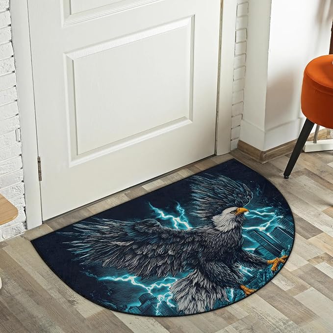 Half Round Door Mat Eagle Non Slip Bath Mats Absorbent Front Porch Rugs Shower Mat for Living Room Bedroom Kitchen Bathroom Floor Home Decor