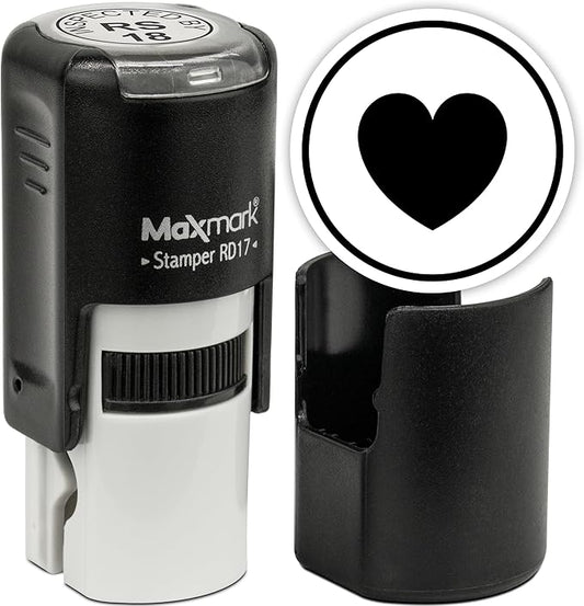 MaxMark Round Self Inking Emoji Stamp - Heart - Black Ink
