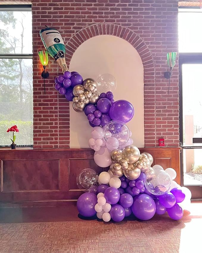 Bezente Purple Giant Balloons 36 Inch - 8 Pack Jumbo Purple Balloons Large Round Black Latex Balloons for Birthday Graduation Bridal Shower Wedding Halloween Party Decoration