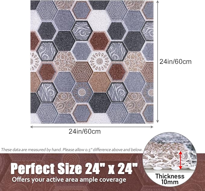 Shower Mat Non-Slip, 24x24 Inch Soft Comfort Bath Mat with Drainage Holes, PVC Loofah Massage Bathmat for Shower,Tub,Bathroom,Wet Areas, Quick Drying
