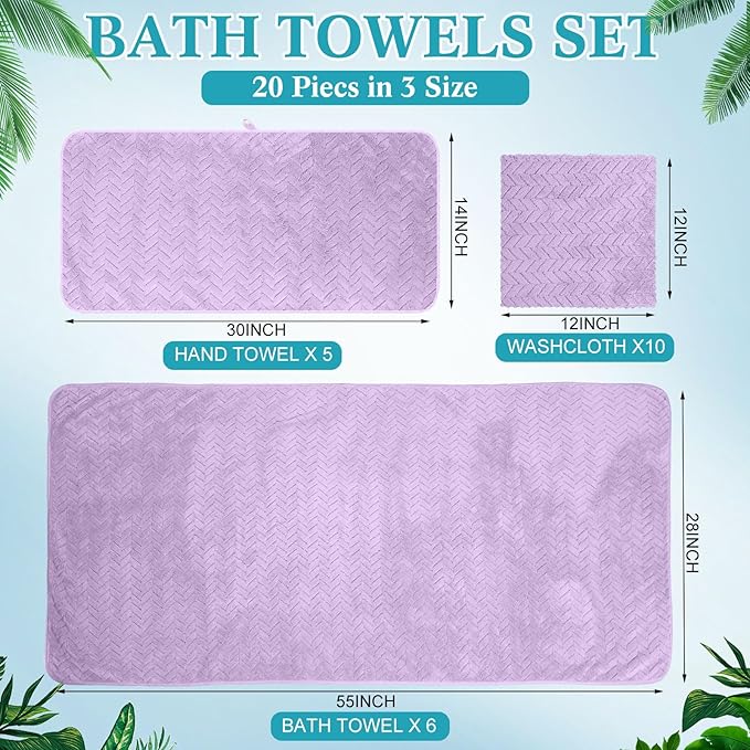 Mixweer 16 Pieces Bath Towels Set Quick Dry Towel Set for Bathroom Included 4 Bath Towels 4 Hand Towel and 8 Washcloths Absorbent Bathing Coral Velvet Washcloth for Shower Spa Hotel (Macaron Color)