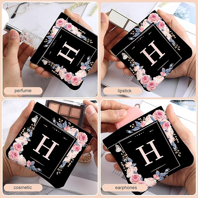 2Pcs Initial Letter PU Leather Small Squeeze Coin Purse Pouch Mini coin Bag Unique And Cute Wallet Cosmetic Bags For Women Girls Men Change Bag Letter H