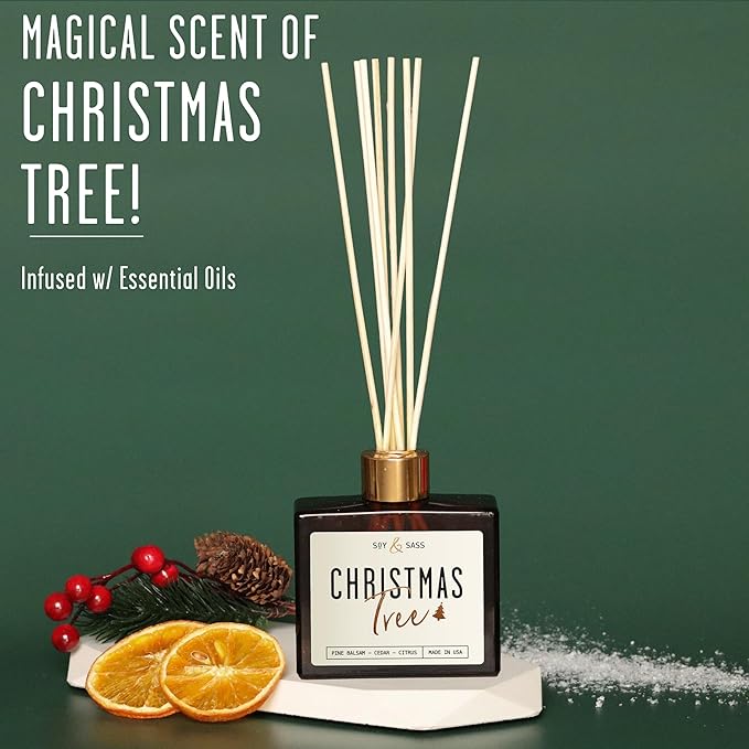 Christmas Tree Diffuser, Christmas Diffuser Decor - w/Pine Balsam, Cedar & Citrus I Infused w/Essential Oils I 3.75 OZ Oil I Long-Lasting Scent Lasts 4-6 Month's I Made in The USA