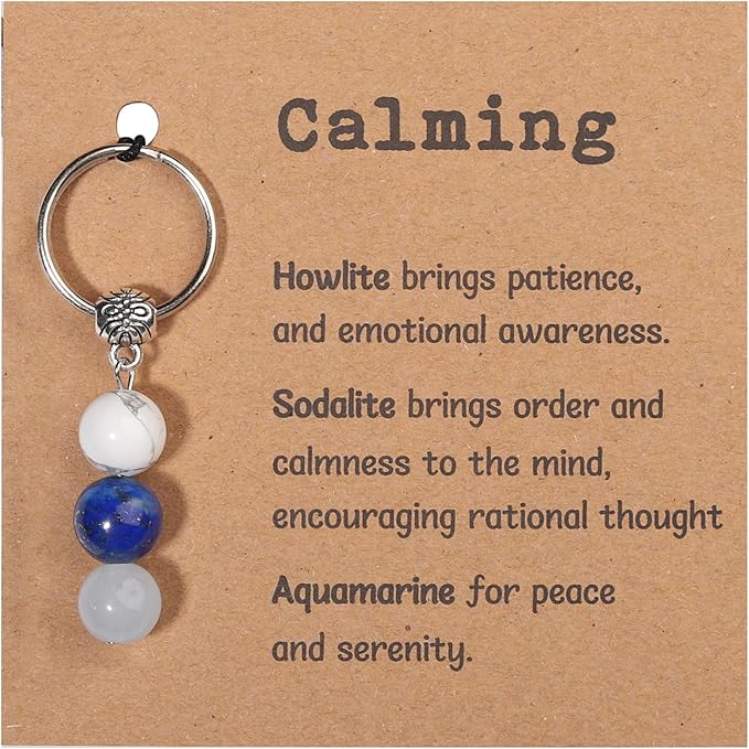 Natural Crystals Keychain Gift for New Beginnings, New Beginnings Gifts for Coworker Anxiety Relief Keychain for Women