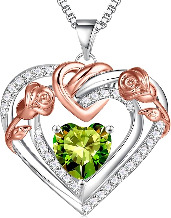 JKK Valentines Day Gifts for Mom - S925 Sterling Silver 12 Month Birthstone Necklaces Valentine's Day Mothers Day Birthday Christmas Gifts for Women Wift Mom