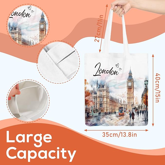 Europe Travel Souvenirs Gifts Tote Bags Reusable Grocery Bags London Paris Switzerland Gifts for Women