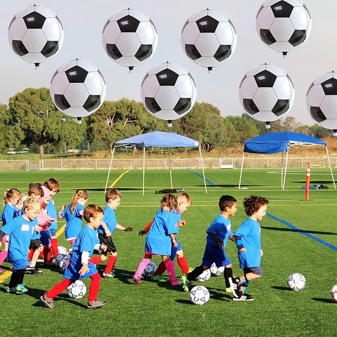 22 Inch 4D Soccer Foil Balloons, 6Pcs Soccer Party Decorations Football Shape Mylar Foil Balloons Sport Decor for Boys Kids Soccer Ball Fans Theme Birthday Party Decorations Supplies