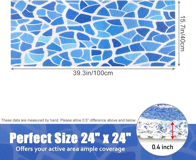 Bathtub Mat Shower Mat Non-Slip, 16x 39 Inch, Soft Comfort Bath Mat with Drainage Holes, PVC Loofah Massage Bathmat for Shower, Tub, Bathroom, Wet Areas, Quick Drying