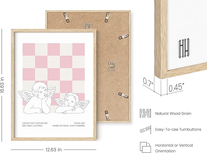 HAUS AND HUES Pink Wall Art, Danish Pastel Decor, Aesthetic Pastel Room Decor, Pink Pictures for Wall (Beige Framed, 12x16)
