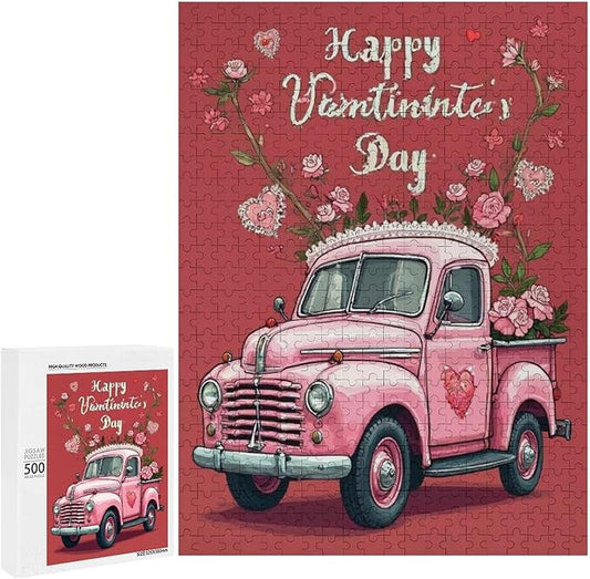 Jigsaw Puzzles for Adults 500 Piece - Happy Valentine's Day Wooden Puzzle，Puzzle Games， Stress Relief Games，Funny Puzzles，Unique Gifts for Wall Art ，Family Puzzles，Educational Games