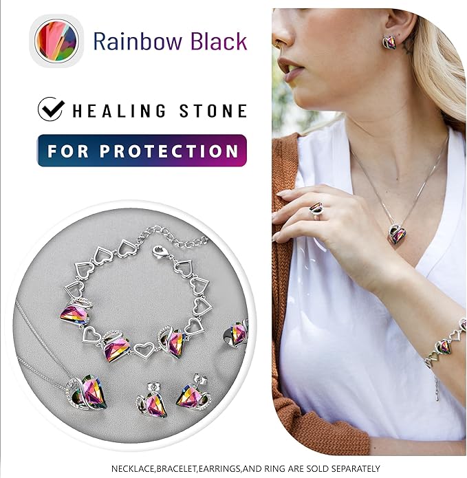 Leafael Valentine's Day Gift Necklaces for Women, Infinity Love Birthstone Heart Crystal Pendant, Birthday Anniversary Jewelry for Wife, Mom, and Her, Silver Plated, 18" + 2" Adjustable Chain